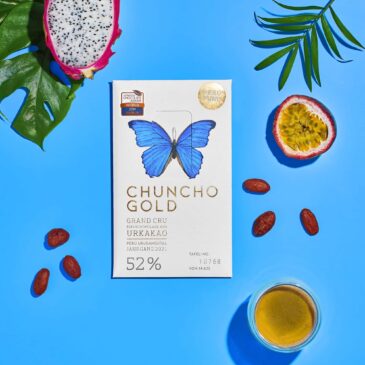 Chuncho Gold Grand Cru 52% (70g), vintage 2023, organic dark milk chocolate.